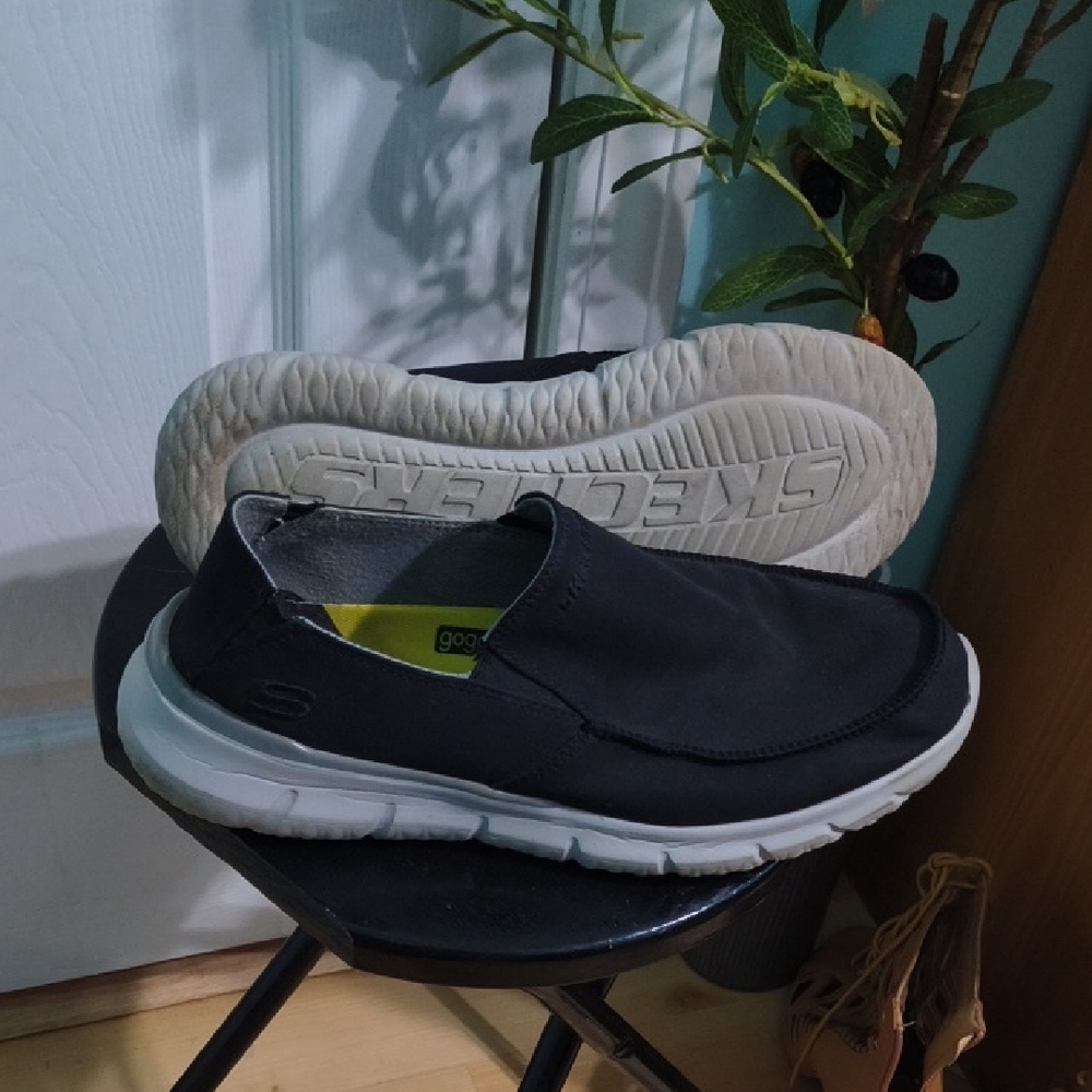 Skechers Black and White Slip-On Loafers